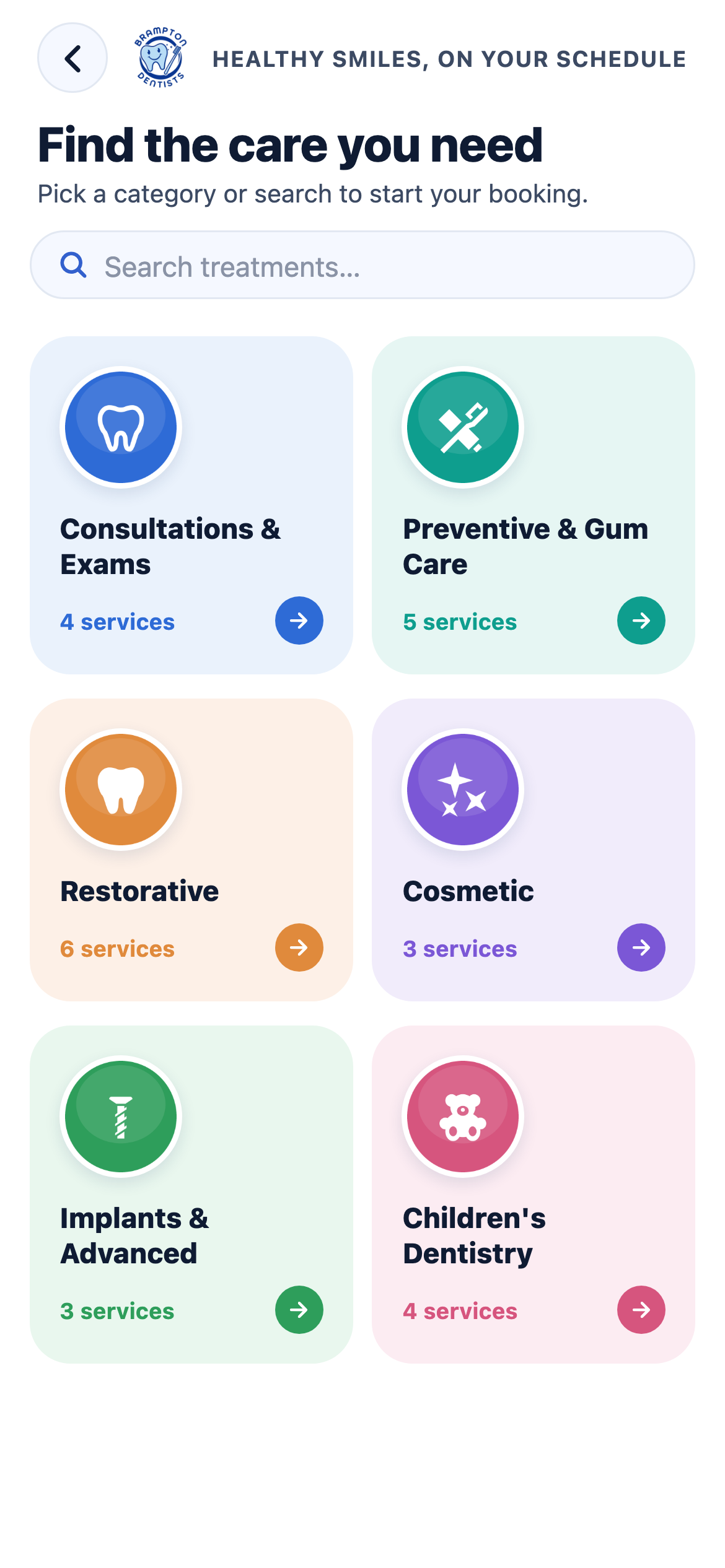 Brampton Dentists app — book a visit